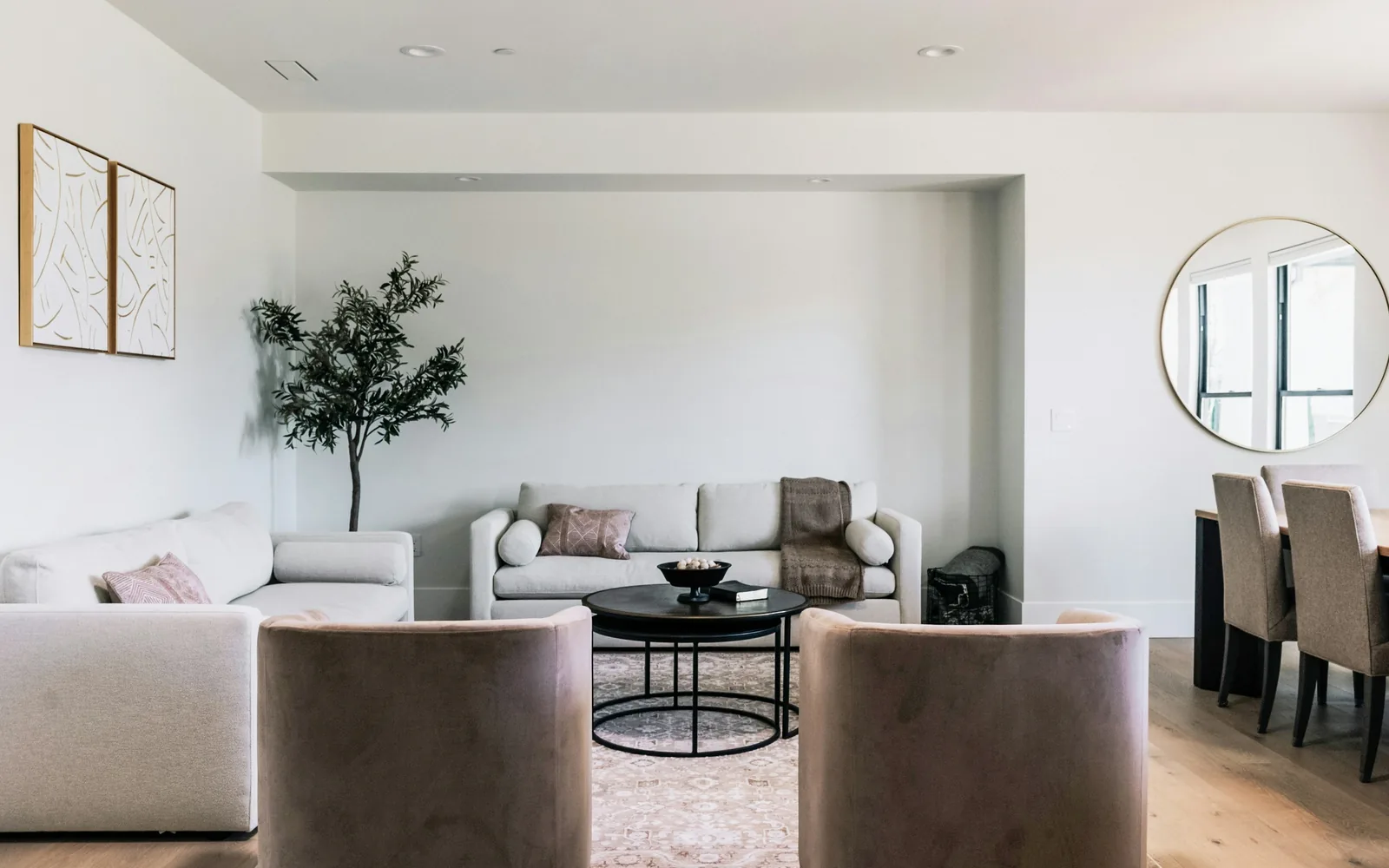 Comfortable modern home interior with neutral furnishings